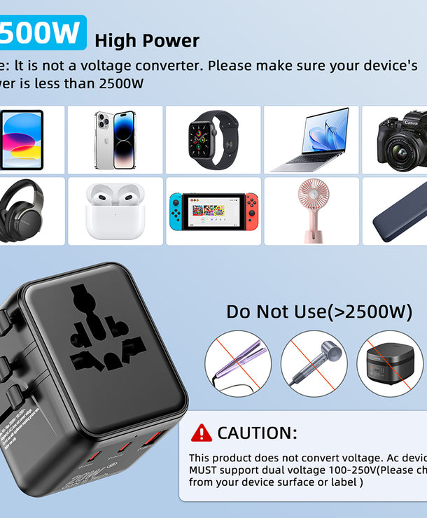 20W Universal Travel Adapter All in 1
