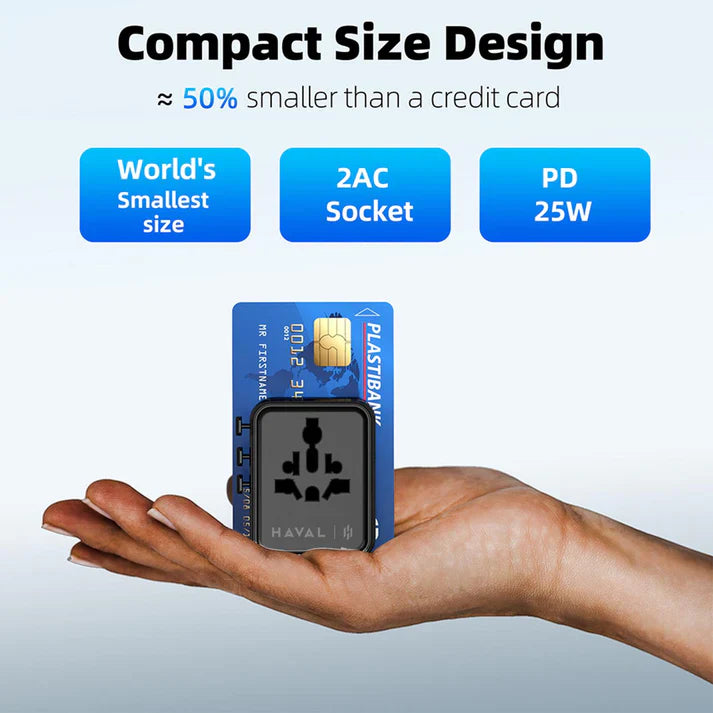 HAVAL 25W FAST CHARGER+UNIVERSAL ADAPTER , COMES WITH 2 USB-C, 1 USB-A PORT