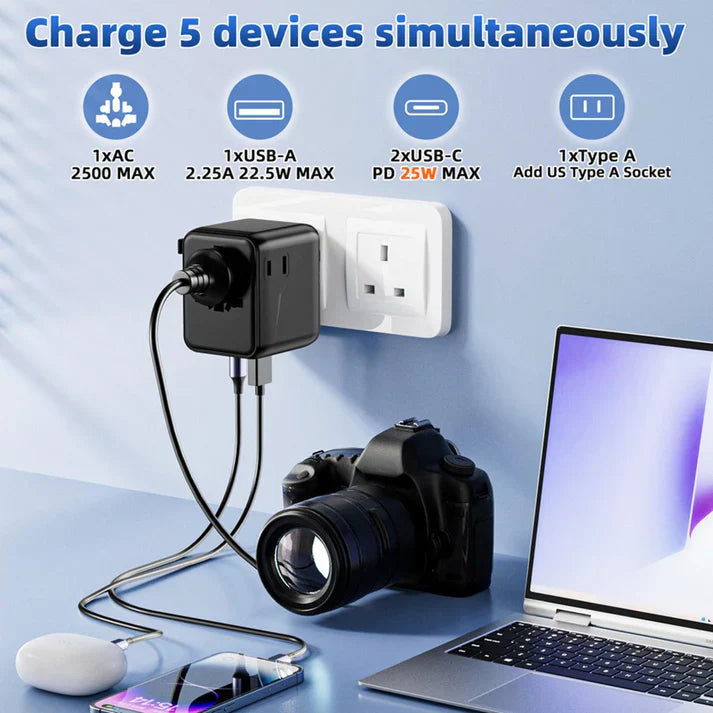 HAVAL 25W FAST CHARGER+UNIVERSAL ADAPTER , COMES WITH 2 USB-C, 1 USB-A PORT